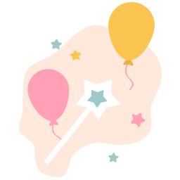 Illustrated balloons and stars icon